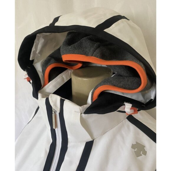 Descente Women's Ski Jacket Puffer White Black Stripe Hood Motion 3D Hea… - Picture 7 of 13